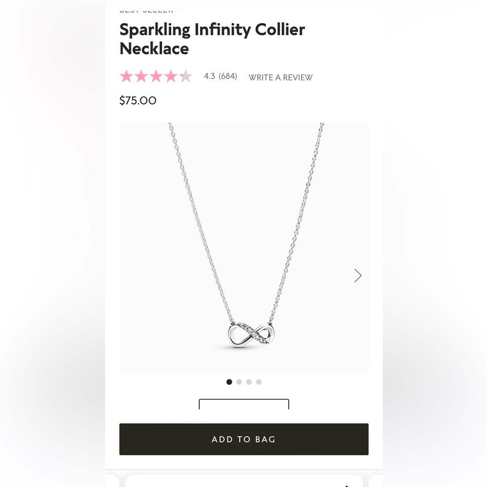 New pandora sparkly infinity necklace